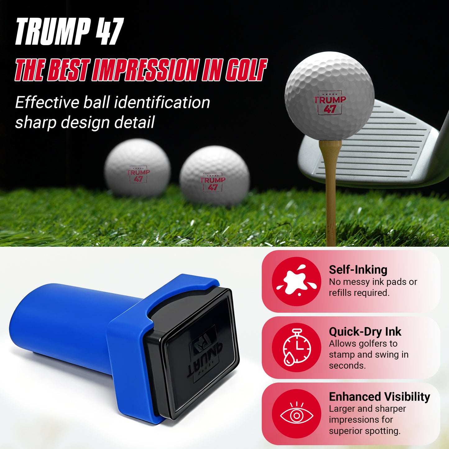 Trump 47 Golf Balls Stamp