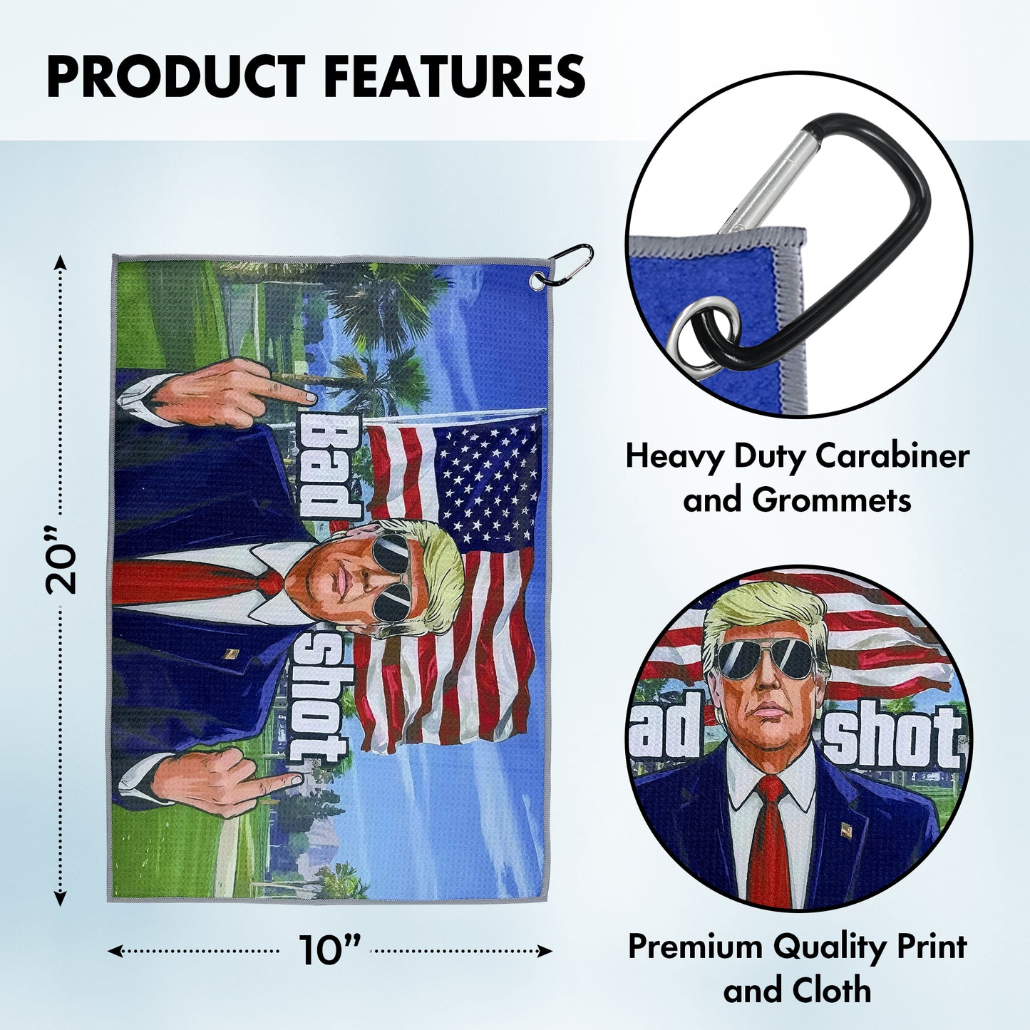 Curves & Clubs Trump Bad Shot Golf Towel