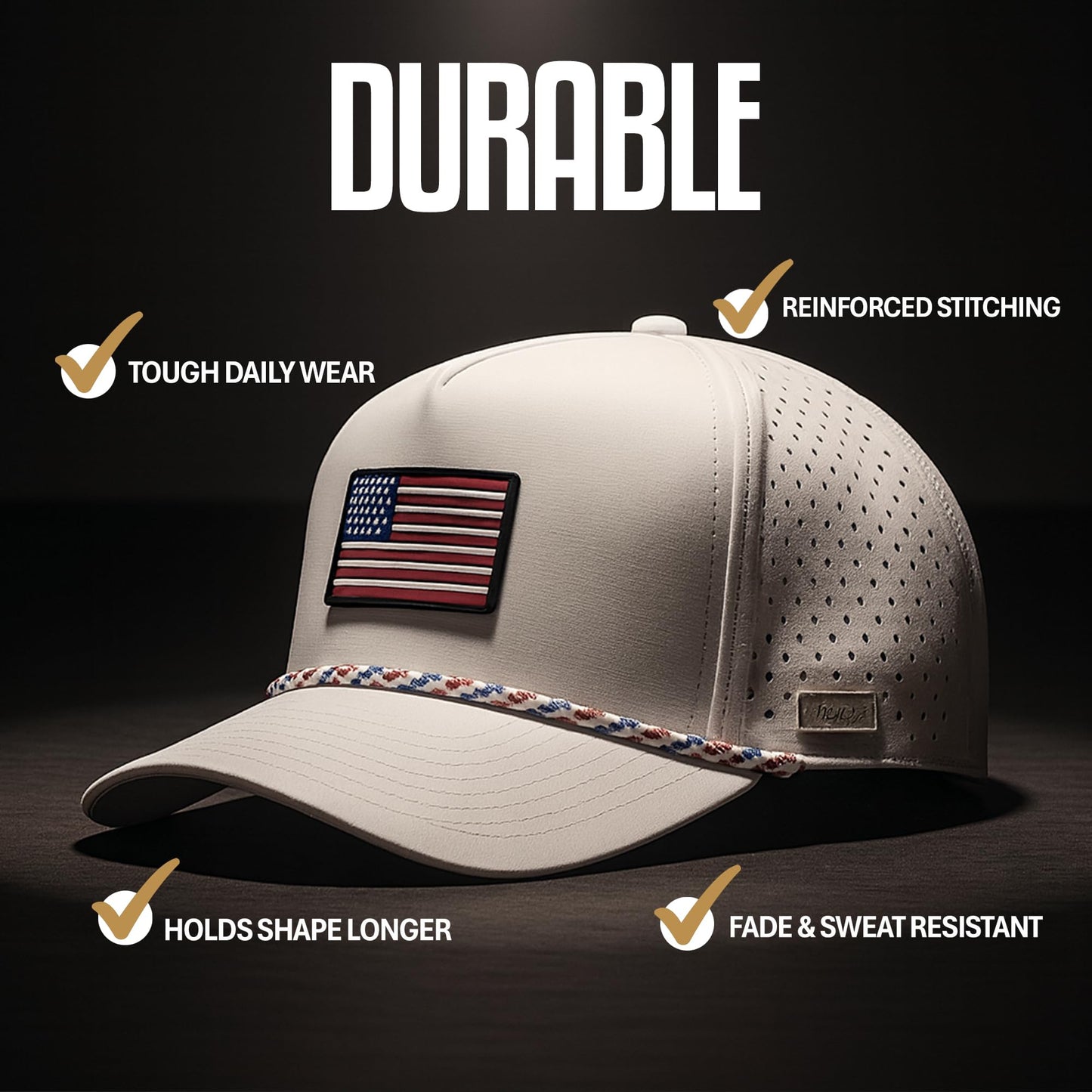 American Flag Golf Hats 3-Pack Bundle - White USA, Whiteout, Blackout