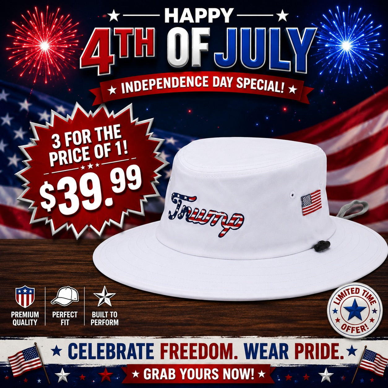 Trump Bucket Hats 3-Pack Bundle