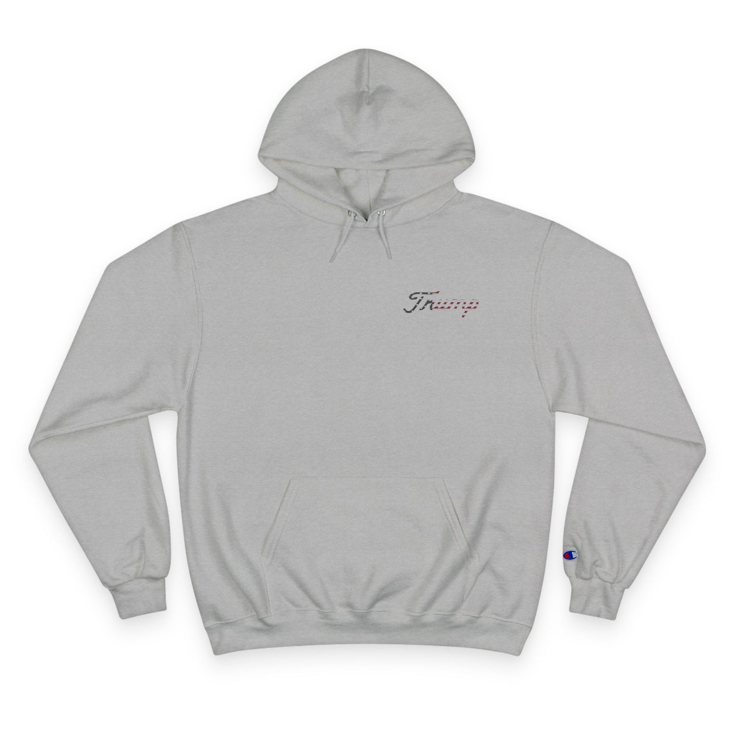 Curves and Clubs Champion Hoodie with 'Trump' Text and American Flag Design, Comfortable Pullover, Ideal for Casual Wear, Political Events, and [...]