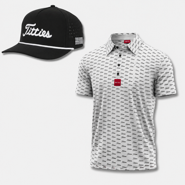 Ultimate Titties Bundle – Black and White Titties Hat and White Titties Polo