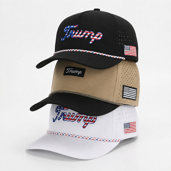 Trump Golf Hats 3-Pack Bundle (Black,Tan,USA White)
