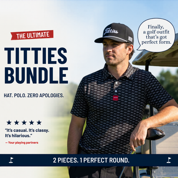Ultimate Titties Bundle – Black & White Titties Golf Hat and Polo Set