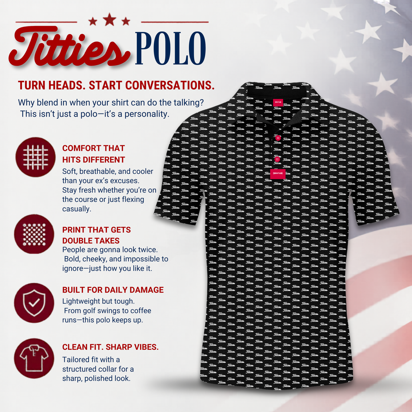 Black Titties Golf Polo