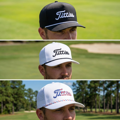 Titties Golf Hats 3-Pack Bundle - White USA Titties, Black & White, and White & Black