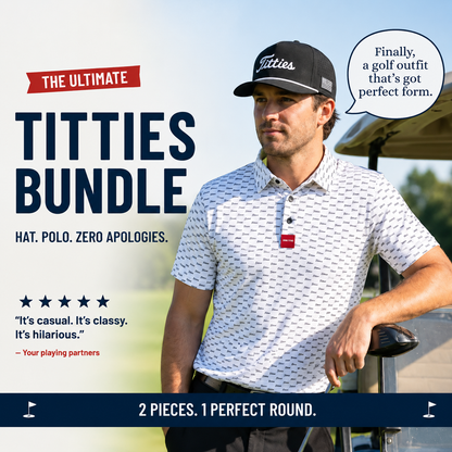 Ultimate Titties Bundle – Black and White Titties Hat and White Titties Polo