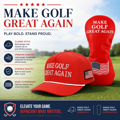 Make Golf Great Again Golf Bundle – Patriotic Golf Hat and Driver Headcover Set