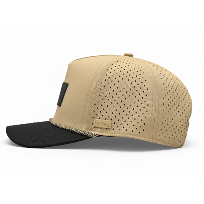 Curves & Clubs Golf Hat – Tan and Black USA Flag Patch