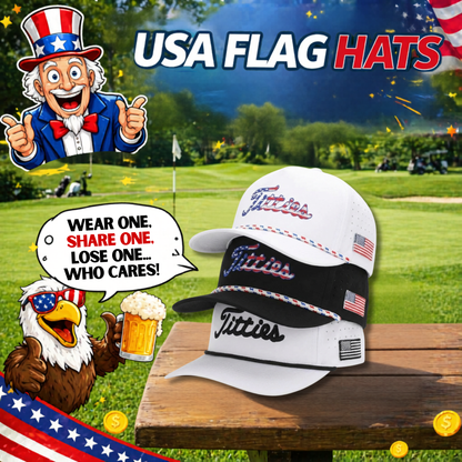Titties Golf Hats 3-Pack – White USA Titties, Black USA Titties, and White & Black