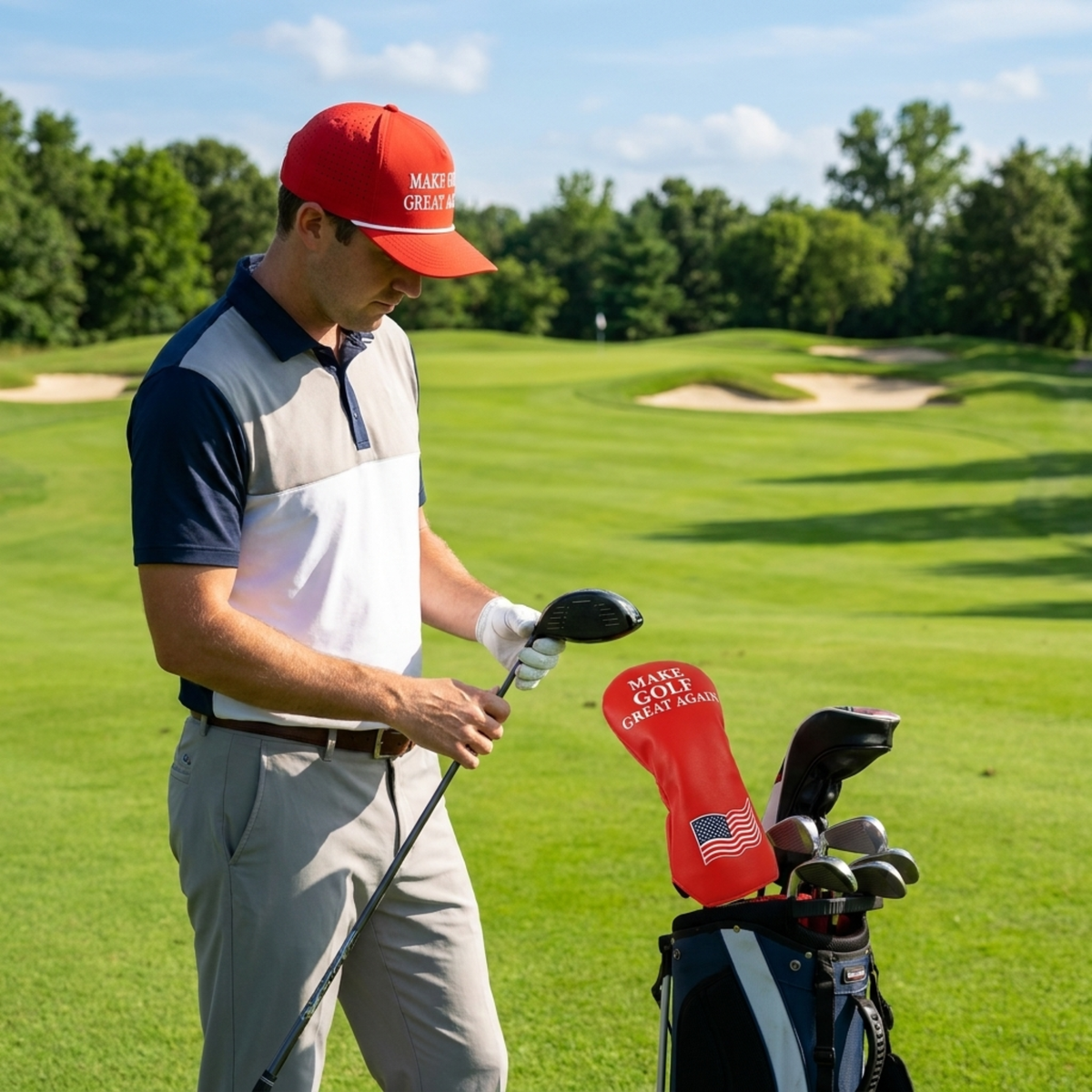 Make Golf Great Again Golf Bundle – Patriotic Golf Hat and Driver Headcover Set