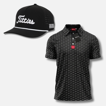 Ultimate Titties Bundle – Black & White Titties Golf Hat and Polo Set