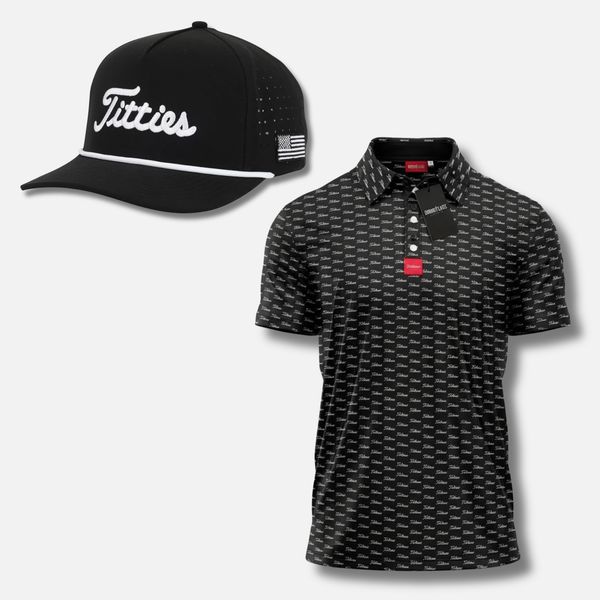 Ultimate Titties Bundle – Black & White Titties Golf Hat and Polo Set