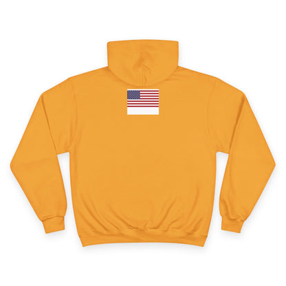 Curves and Clubs Champion Hoodie with 'Trump' Text and American Flag Design, Comfortable Pullover, Ideal for Casual Wear, Political Events, and [...]