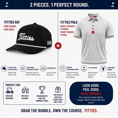 Ultimate Titties Bundle – Black and White Titties Hat and White Titties Polo