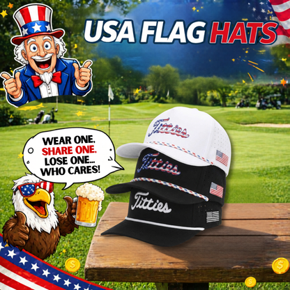 Titties Golf Hats 3-Pack Bundle (USA White, USA Black, Black & White)
