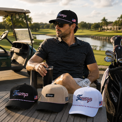 Trump Golf Hats 3-Pack Bundle (Black,Tan,USA White)