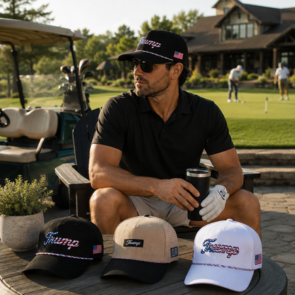 Trump Golf Hats 3-Pack Bundle (Black,Tan,USA White)