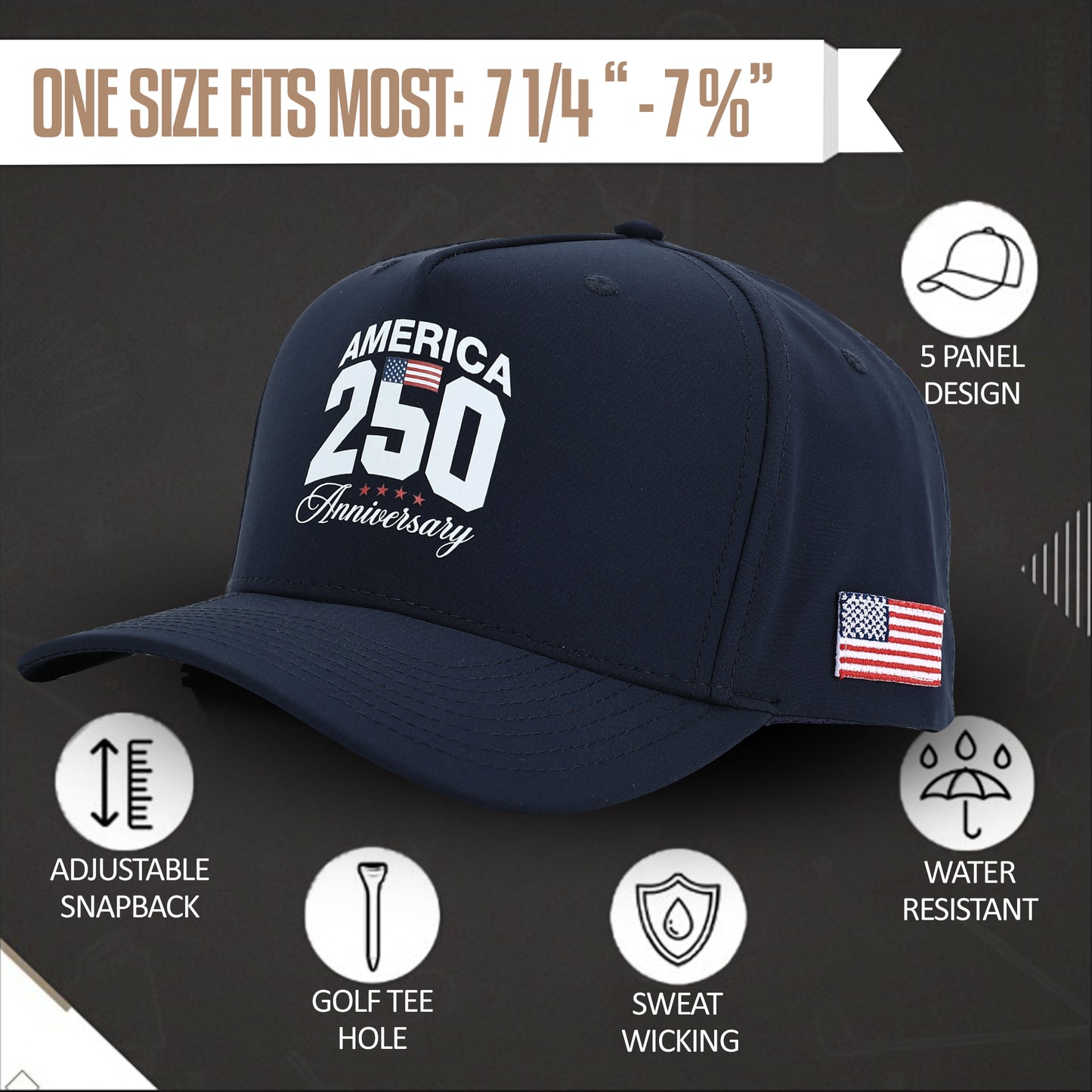 America 250th Anniversary Patriotic Golf Hat