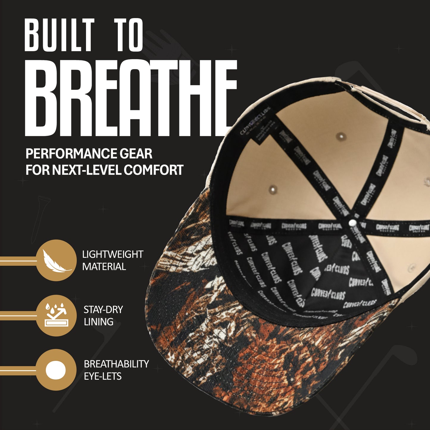 Curves and Clubs Golf Hat Camo – Bald Eagle Performance Cap