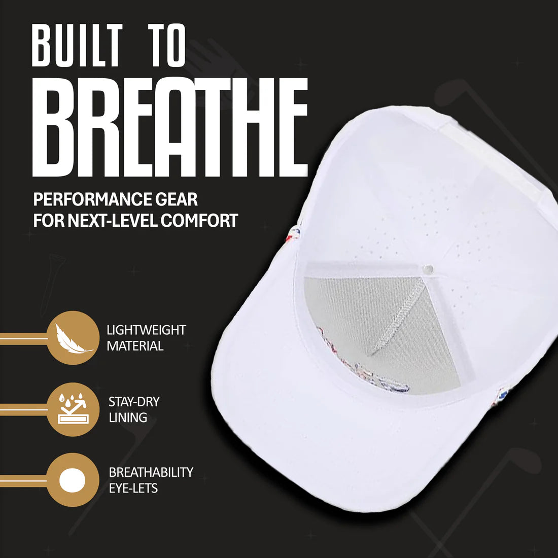 Trump Golf Hats 3-Pack Bundle (Gold,USA Black ,USA White)