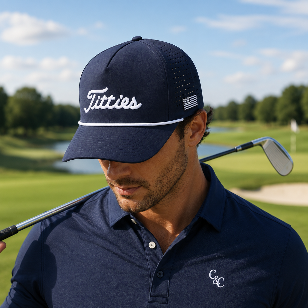 Navy Titties Golf Hat