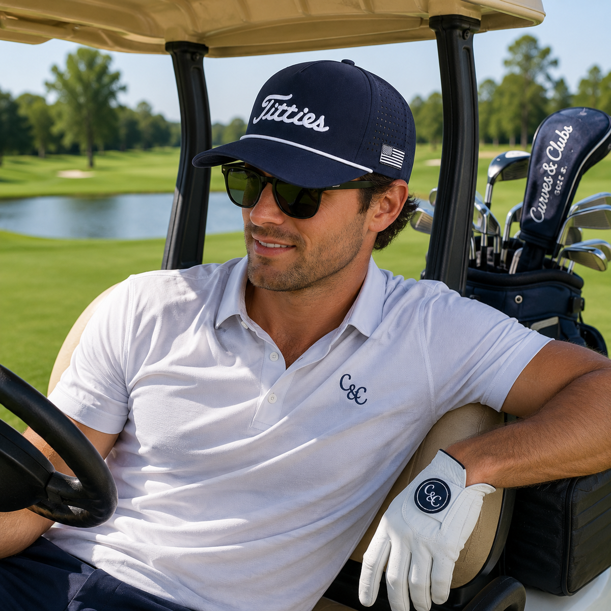 Navy Titties Golf Hat