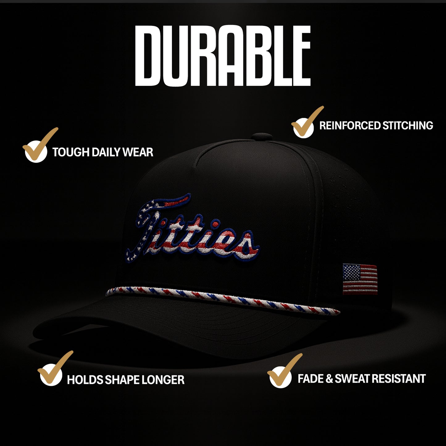 Black USA Titties Golf Hat (Waterproof)