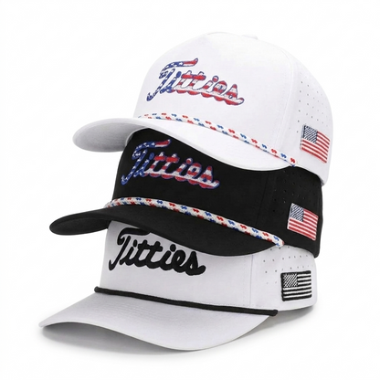 Titties Golf Hats 3-Pack – White USA Titties, Black USA Titties, and White & Black