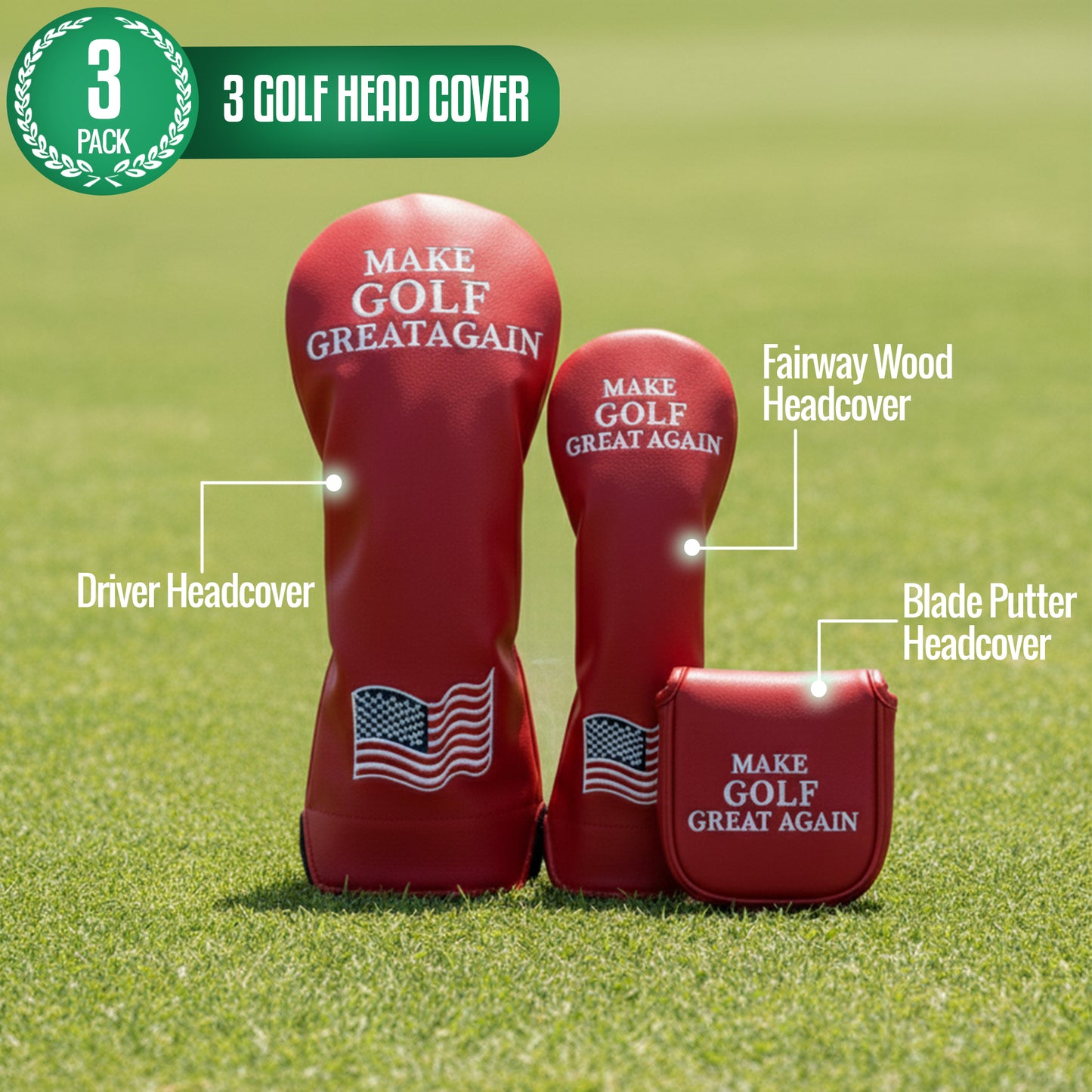 Make Golf Great Again Headcover 3-Pack Bundle