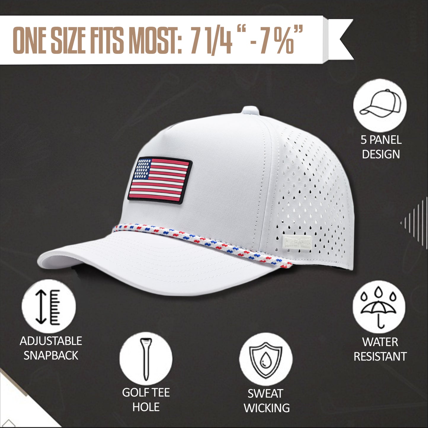 American Flag Golf Hats 3-Pack Bundle