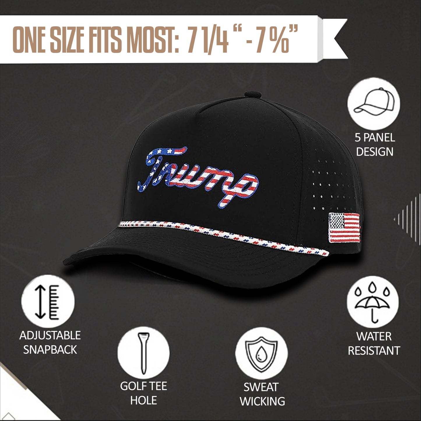 Black USA Titties Golf Hat(Waterproof)