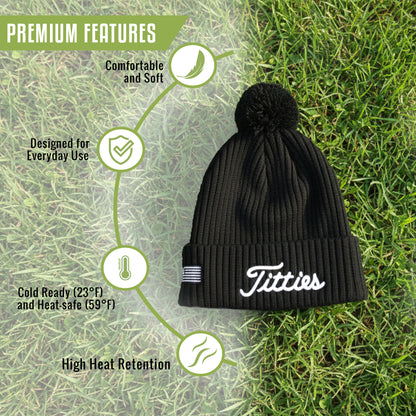 Titties Beanie Hat with White USA Patch