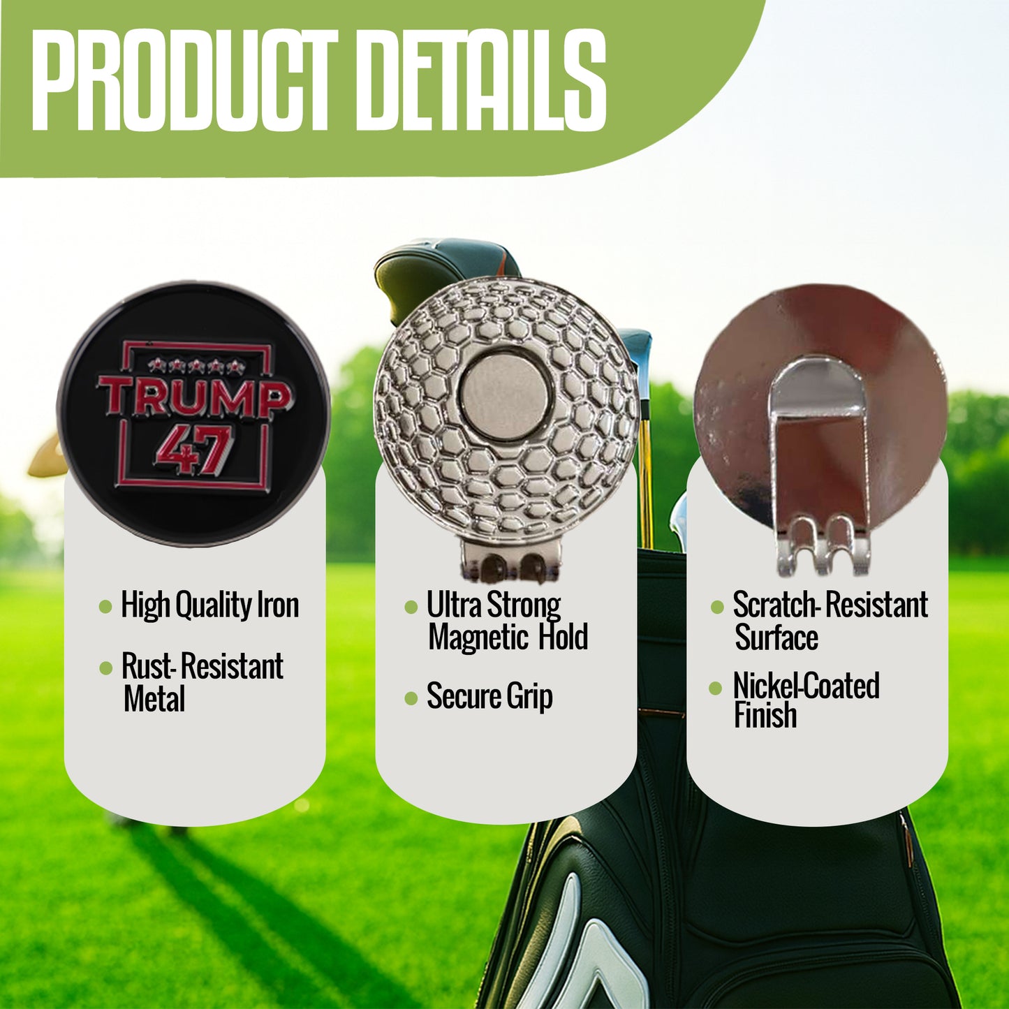 Curves & Clubs Premium Trump 47 Golf Ball Markers – 2-Pack