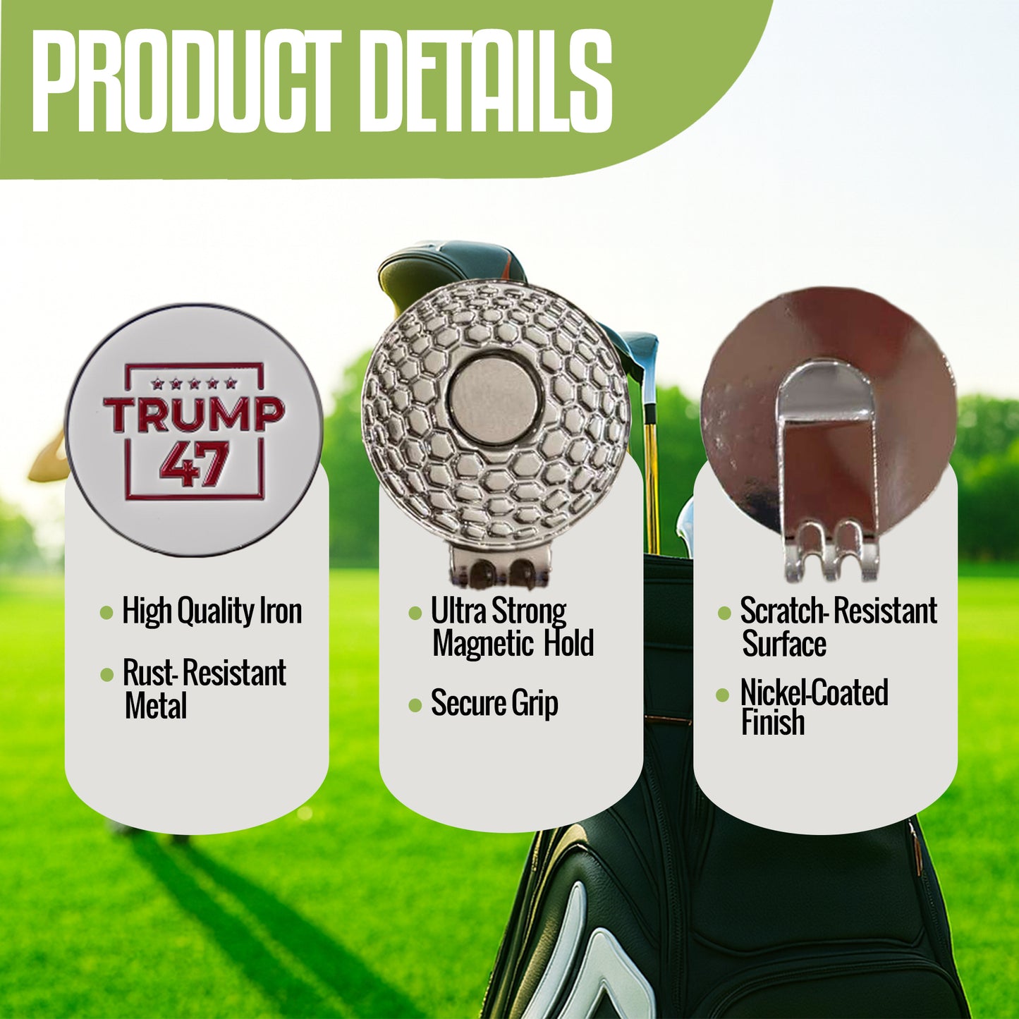 Curves & Clubs Premium Trump 47 Golf Ball Markers – 2-Pack