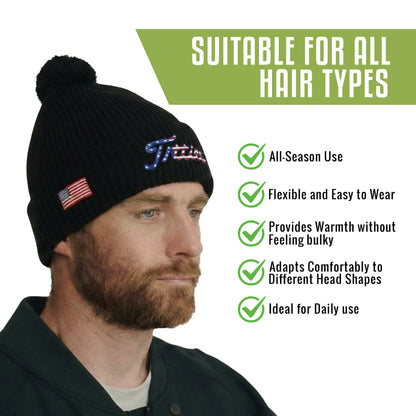 Titties Beanie Hat with USA Flag Patch