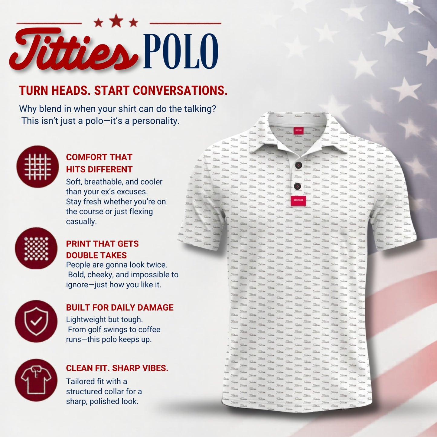 White Titties Golf Polo