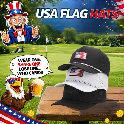 American Flag Golf Hats 3-Pack Bundle - White USA, Black USA, Blackout