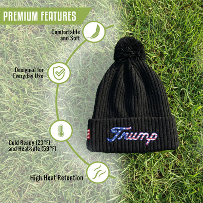 Trump Beanie Hat with USA Flag Patch