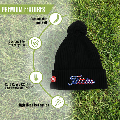 Titties Beanie Hat with USA Flag Patch