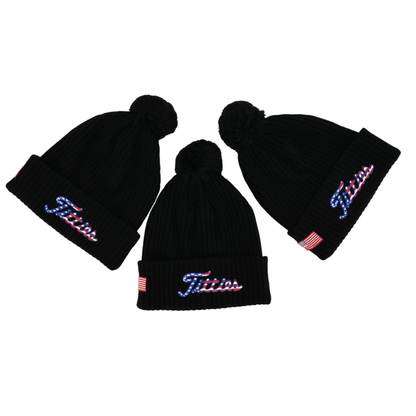 Titties Beanie Hat with USA Flag Patch