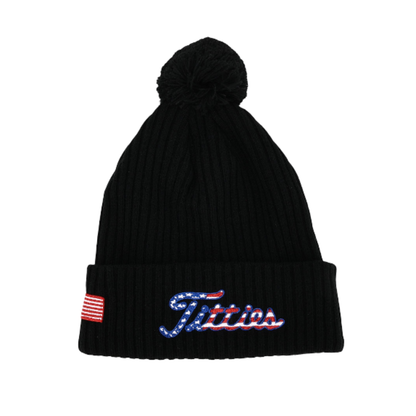 Titties Beanie Hat with USA Flag Patch