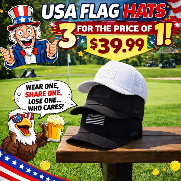 American Flag Golf Hats 3-Pack Bundle - Whiteout, Blackout, Stealth Money