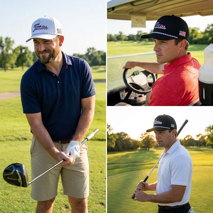 Titties Golf Hats 3-Pack Bundle (USA White, USA Black, Black & White)