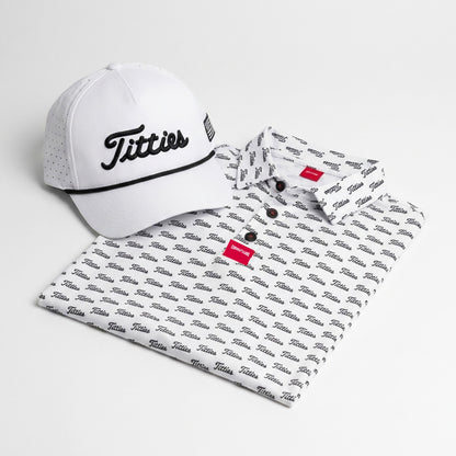 Ultimate Titties Bundle – White & Black Titties Golf Hat and Polo Set