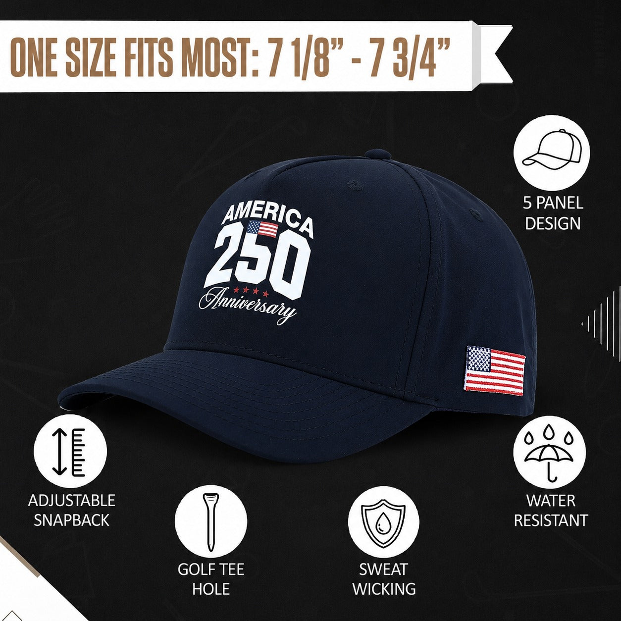 America 250th Anniversary Patriotic Golf Hat