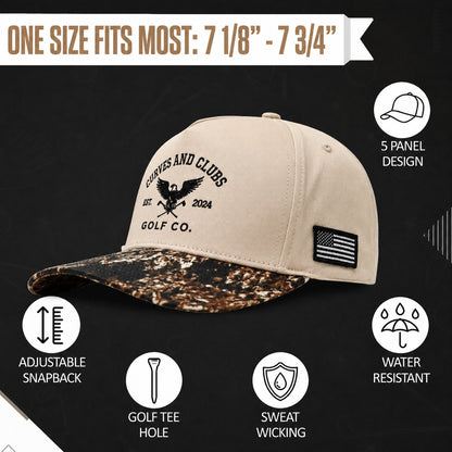 Curves and Clubs Golf Hat Camo – Bald Eagle Performance Cap
