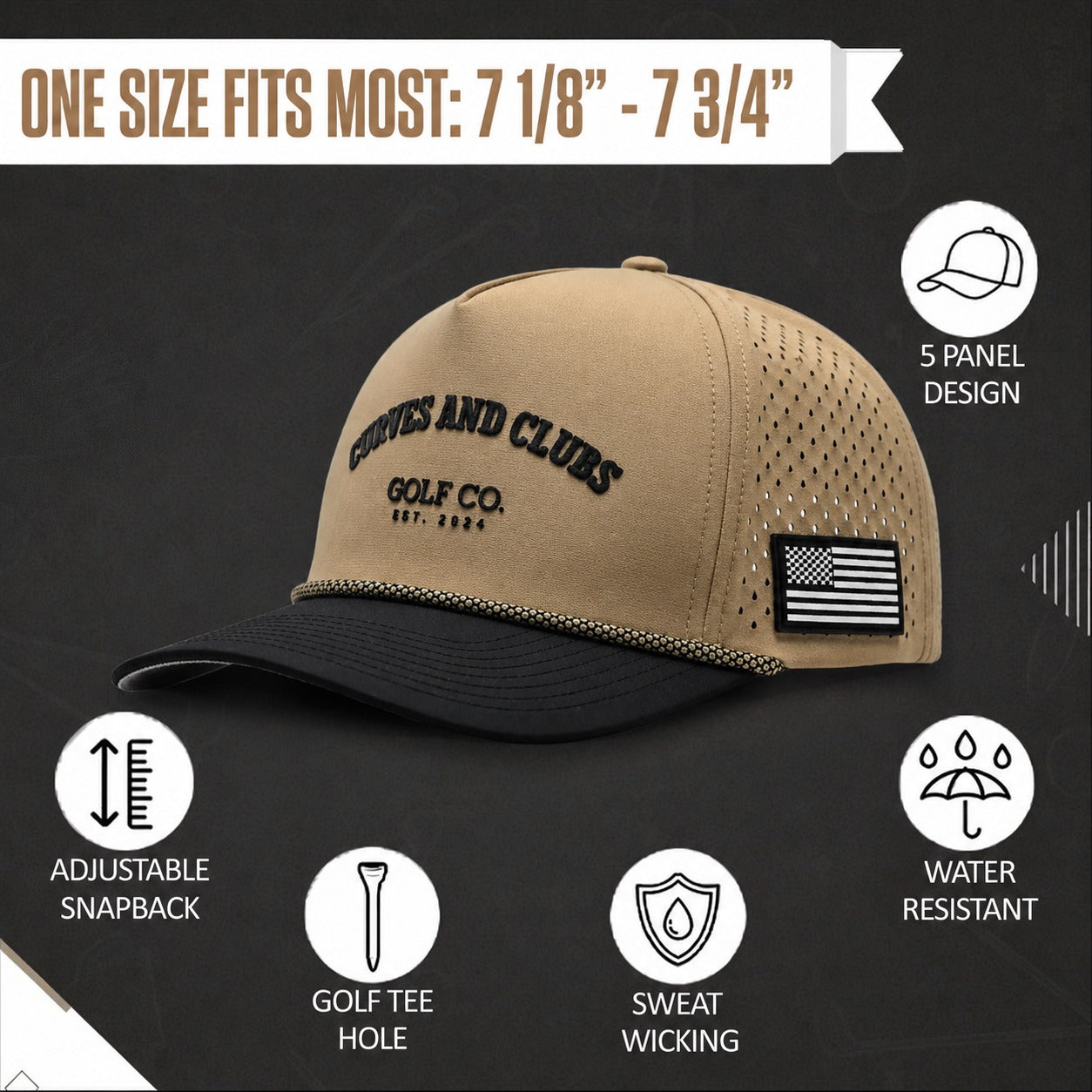 Curves and Clubs Golf Co. Tan Golf Hat – Golf Co. Hat EST. 2024
