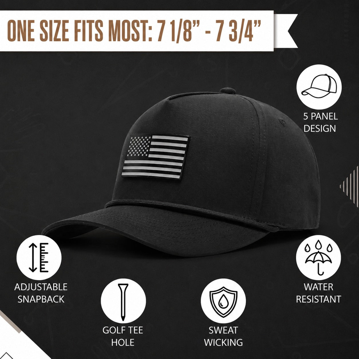 Black Stealth Money American Flag Hat