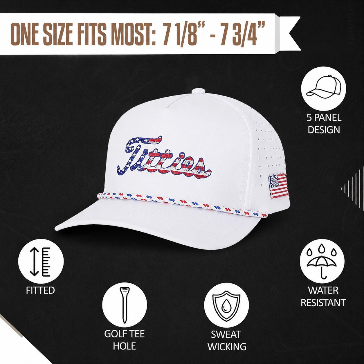 USA Titties Golf Hat - White Fitted